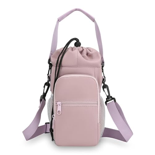 Water Bottle Holder with Removable Handle Strap 32 40oz Crossbody Insulated Water Bottle Carrier Sling Bag with Adjustable Strap and Phone Purse 5 Pockets for Walking Hiking Gym Travel - color: Violet