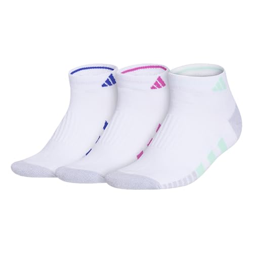 adidas Women's Cushioned Socks 3 Pairs - color: White/Pulse Mint Green/Lucid Fuchsia Pink/3.0/Low Cut, size: Medium, style: Low Cut