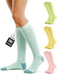 FITRELL 15-20mmHg Compression Socks for Women & Men 4 Pairs - color: Green+pink+yellow+blue, size: Large-X-Large