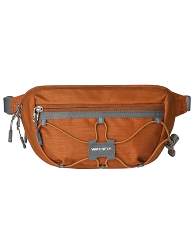 WATERFLY Small Fanny Pack RFID Blocking Travel Hiking Crossbody Waist Bag - color: Brown