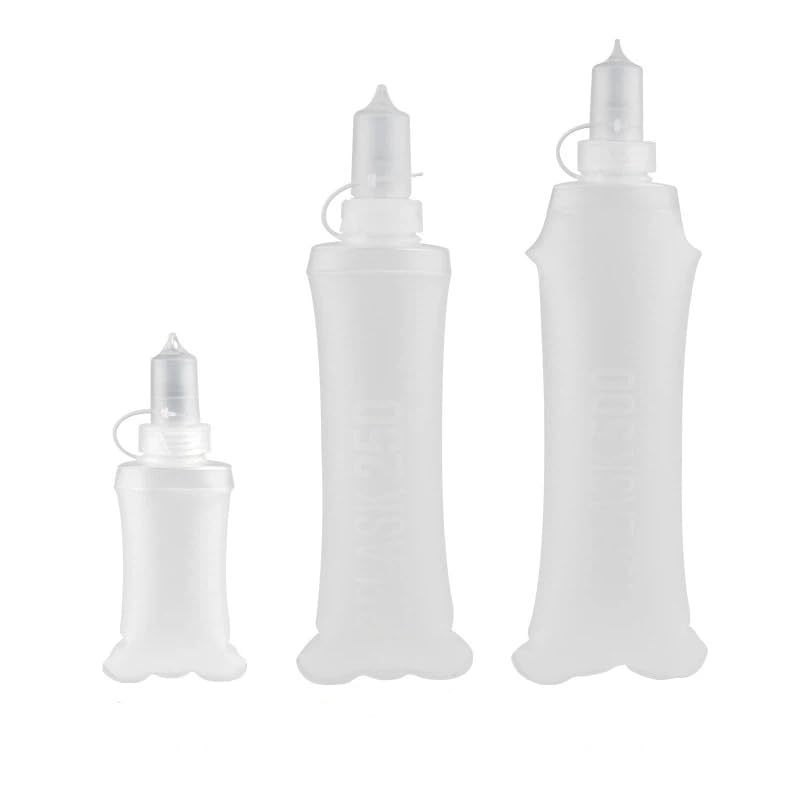 3 Pack, TPU Soft Flask, Collapsible Water Bottle for Running Vest Hydration Pack(White) - color: White