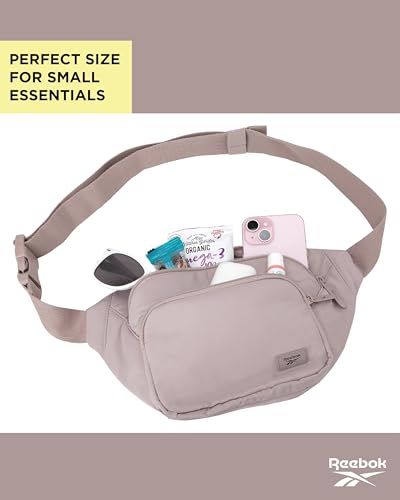 Reebok Belt Bag Fanny Pack for Women & Men, Adjustable Crossbody - color: Kat Latte