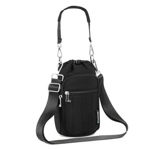 Rueesh Water Bottle Holder Bag with Adjustable Strap - color: Black