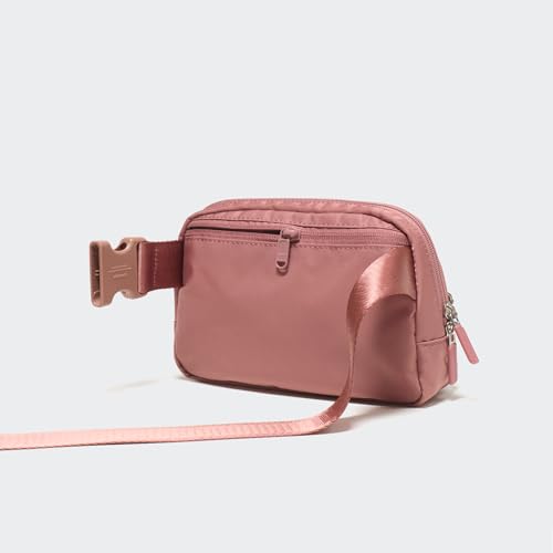 Pander Nylon Crossbody Belt Bag with Excess Strap Keepers, 6-Pocket Adjustable Sling Fanny Pack for Travel and Everyday Carry, Mauve Pink - color: Mauve Pink