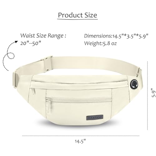 Crossbody Bag Fanny Pack for Women Travel Essential with Adjustable Strap - color: Beige, size: Large