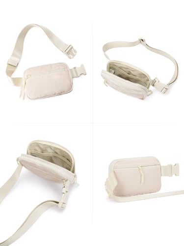 WESTBRONCO Fanny Packs for Women Men, Belt Bag with 4 Zipper Pockets, Fashion Waist Packs, Lightweight Crossbody Bags with Adjustable Strap for Workout/Running/Hiking (Beige) - color: Beige