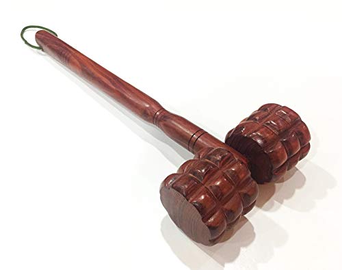 Rough Roller Stick Back and Full Body Makha Wooden Massager Manual for Muscle Neck Foot Trigger Point Cellulite Thailand 12 x 4 Inches