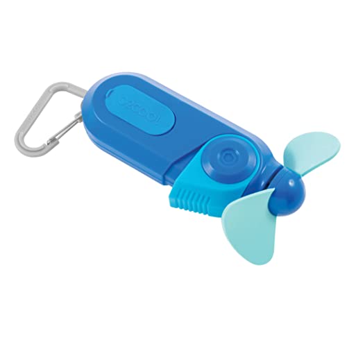 O2COOL Small Sport Misting Fan with Carabiner Clip 2-Pack Blue - color: Blue, size: 2 Packs