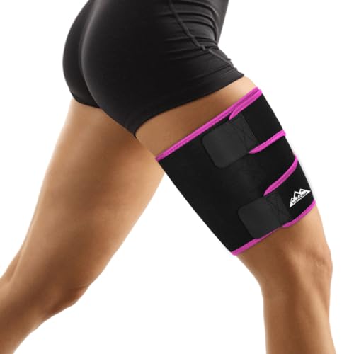 supregear Thigh Wrap Support, Hamstring Quad Wrap, L - color: Black + Fuchsia Pink, size: L
