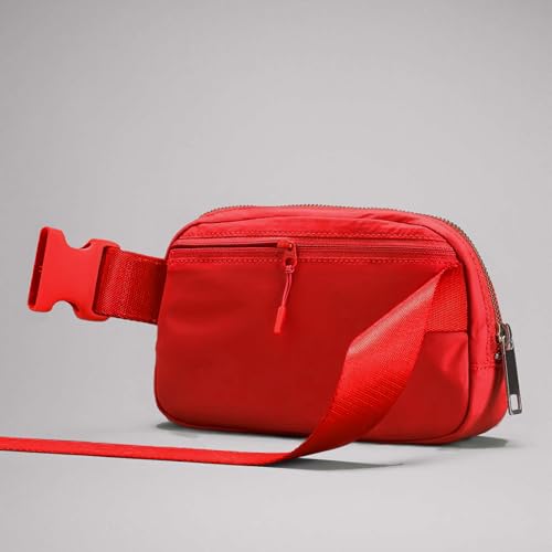 YOSHUYUKI Fanny Pack Cross Body Bag Small Crossbody Bags for Women Men Trendy Nylon Waterproof Mini Purse Travel Running Belt Lulu Dupes Bum Hip Chest Waist Pack Side Bag Must Have Red - color: Passion Red