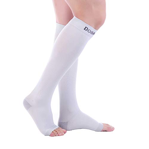 Doc Miller Open Toe Compression Socks, 20-30 mmHg, Knee High, Men & Women - color: Gray, size: Small
