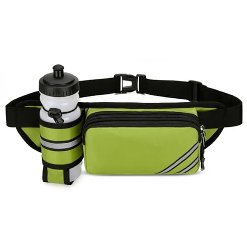 Fanny Pack with Water Bottle Holder for Men Women – Large Hiking Fanny Pack with Adjustable Strap Belt for Cycling Hiking Dog Walking Outdoor, Water Resistant Pack Green(Bottle Not Included) - color: Green