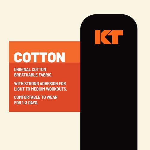 KT Tape, Original Cotton, Elastic Kinesiology Athletic Tape, 20 Count, 10” Precut Strips, Red - color: Red