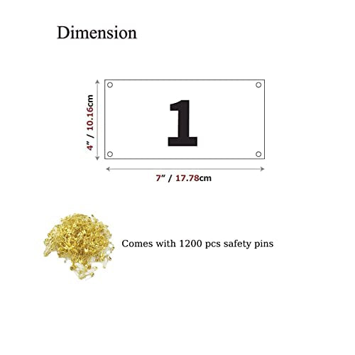 Running Race Bibs Large Numbers with Safety Pins for Marathon Race Events- Tyvek Tearproof Waterproof - color: 1-300numbers