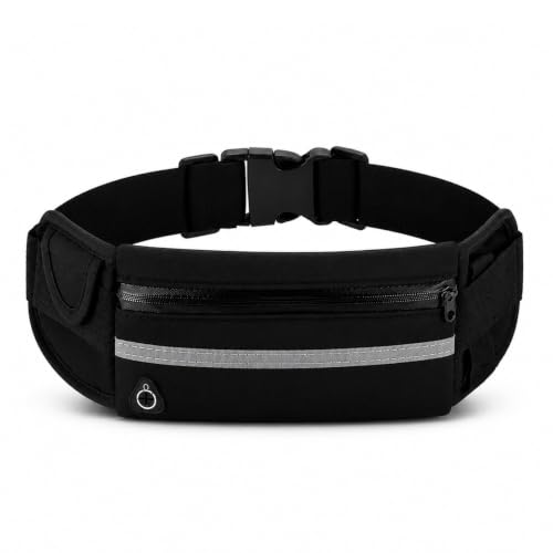 Waist bag - Hydration Running Belt with Water Bottle Holder for Men & Women – Waterproof Waist Pack for Running, Hiking & Cycling, Bounce Free Sport Fanny Pack. - color: Black