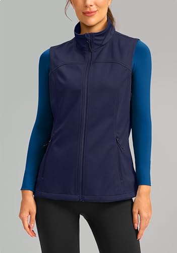 Soothfeel Women's Vest with 4 Pockets Lightweight Jacket Hiking Travel - color: Navy Blue, size: Large