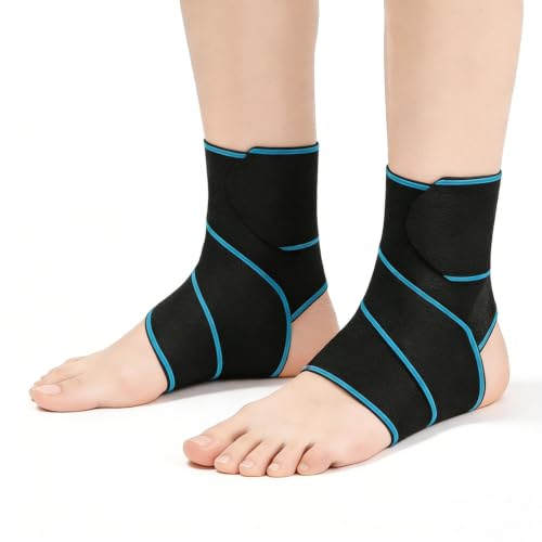 Ankle Brace Support Wrap for Women Men, 2-Pack, One Size Fits All– Blue