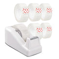 Desktop Tape Dispenser White,Weighted Nonskid Base,Includes 6 Rolls of Tape - color: White (6pcs Tape)