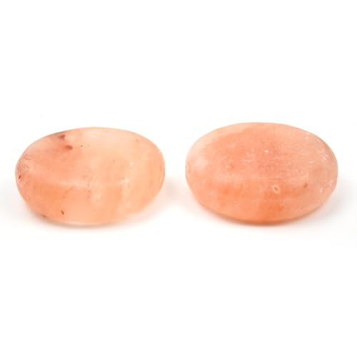 2 Pcs Himalayan Salt Hot Massage Stones Cold Stones Set Warm Rocks Kit for Facial SPA 3.14 * 3.14in - size: ROUND SHAPE