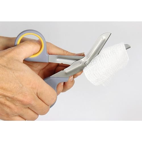 PhysiciansCare by First Aid Only 90292 Bonded Titanium First Aid Bandage Scissors, 7" Bent, Gray/Yellow