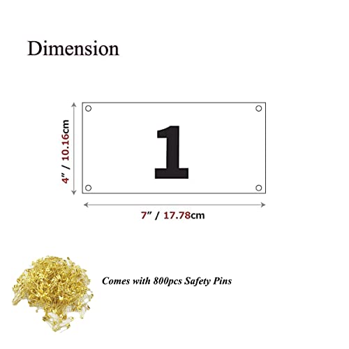 Running Race Bibs Large Numbers with Safety Pins for Marathon Race Events- Tyvek Tearproof Waterproof - color: 1-200 Numbers