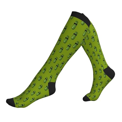 Compression Socks Knee High Circulation Support Socks For Women Men Athletic Running Hiking Travel - color: Funny Cucumber