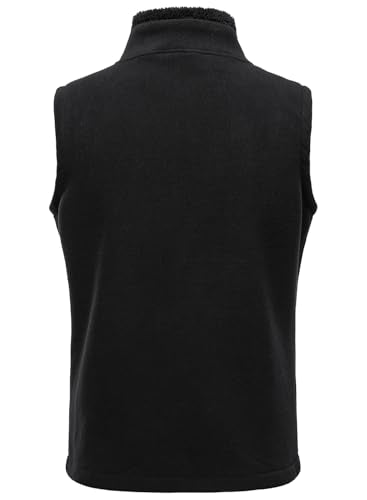 HOOD CREW Mens Fleece Vest with Zipper Pockets - color: Black, size: Medium