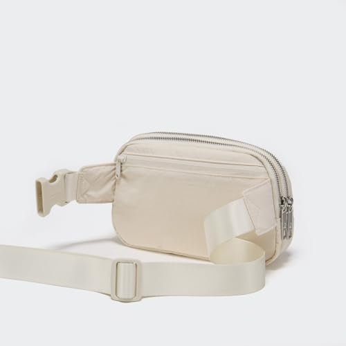 Pander Nylon Fanny Pack Belt Bag for Women with 5 Zipper Pockets - color: White Opal