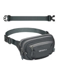 WATERFLY Small RFID Fanny Pack: 1.5L Waist Bag 12" Extender Belt for Hiking - color: Dark Grey