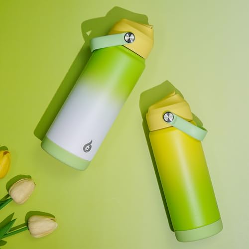 BJPKPK 18oz Insulated Water Bottle, Stainless Steel Bottle with Straw Lid - color: Fresh Green, size: 18 Ounces