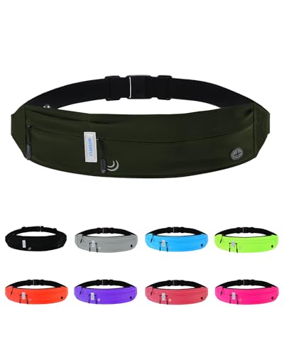 WATERFLY Running Belt Fanny Pack:Phone Holder Belt for Men Women - color: Olive Green