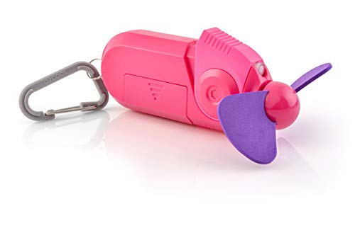 O2COOL Small Sport Misting Fan with Carabiner Clip 2-Pack Pink - color: Pink, size: 2 Packs