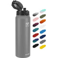 Fanhaw 40oz Stainless Steel Water Bottle with Chug Lid, Gray - color: Gray, style: 40 Ounces