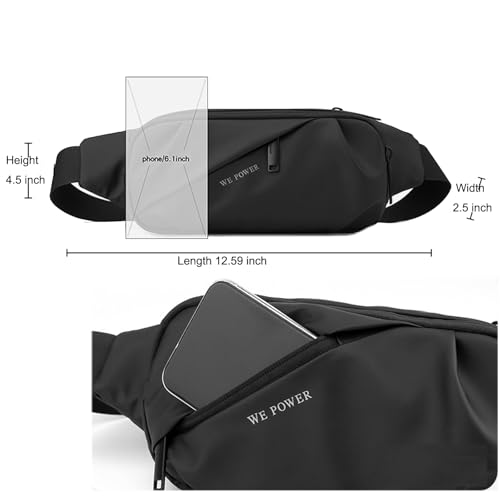 Waterproof Fanny Pack Cross Body Bag for Men & Women, Travel Sling Bag Crossbody Waist Bag Belt Bag Chest Anti Theft Small Purse for Outdoor, Cycling, Hiking, Running, Phone Holder-Black