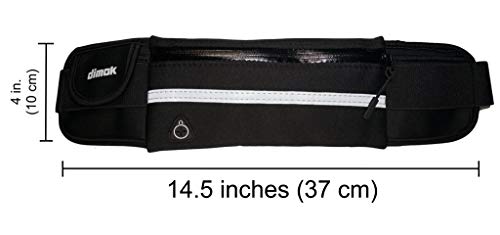 Dimok Running Belt Waist Pack - Water Resistant Runners Belt Fanny Pack for Hiking Fitness – Adjustable Running Pouch for Phones iPhone Android - color: Black