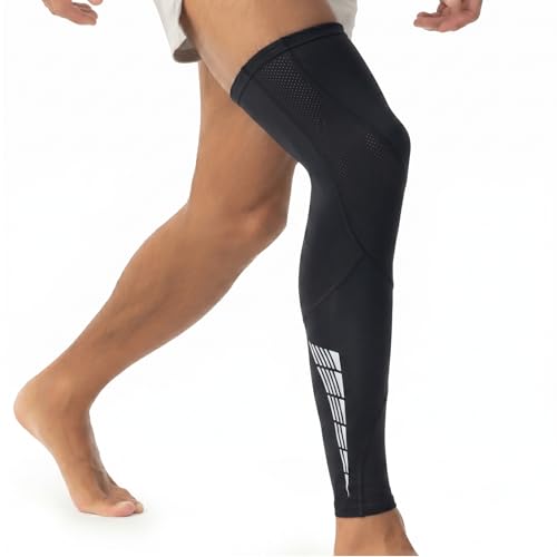 NuCamper Full Leg Compression Sleeve for Men Women 2 Pack Leg Sleeves - color: Black, size: X-Large