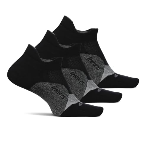 Feetures Elite Light Cushion No Show Tab Sock Wave - color: New Black (3 Pair), size: Large