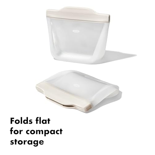 OXO Good Grips Silicone Reusable Bag - Stand-Up Snack (12 oz), Oat - color: Oat, size: Stand -Up Snack (12 oz)