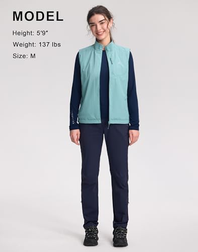 Pioneer Camp Women's Lightweight Softshell Vest Windproof Sleeveless Jacket with Zip Pockets for Running Hiking Fishing - color: Blue, size: X-Large
