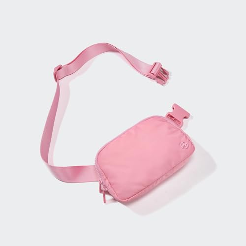 Pander Nylon Fanny Pack for Women, Two-Way Zipper Crossbody Bag - color: Light Pink