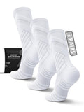 Compression Crew Socks for Men, White Running Socks,15-20 mmHg,3 Pairs - color: 3 White, size: X-Large