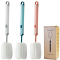 Bottle Brush Long Handle Cup Cleaner Brush Sponge Bottle Scrubber Detachable Handle Portable Sponge Cleaning Brush for Cups Wine Glasses Water Bottles Baby Bottles and Vacuum Flasks(3 PCS) - color: White, Blue, Pink