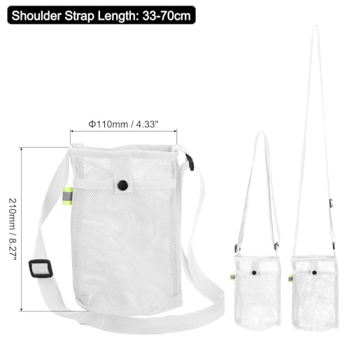 Uxcell Water Bottle Holder With Adjustable Shoulder Strap, Carrier Bag, Mesh Crossbody Carrier With Pocket for Sports, Hiking, Walking, Travel - color: White