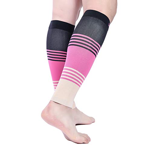 Doc Miller Calf Compression Sleeve 20-30 mmHg for Men & Women, 1 Pair - color: Black.Pink.Tan, size: Small