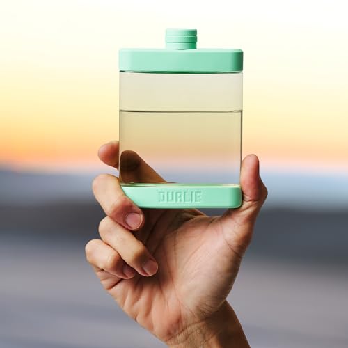 DUALIE 8 oz Hip Flask for Liquor - Shatterproof Alcohol Flasks with Clear Tritan Plastic and Silicone Grip - Flask Gift for Men & Women - Seafoam - color: Seafoam