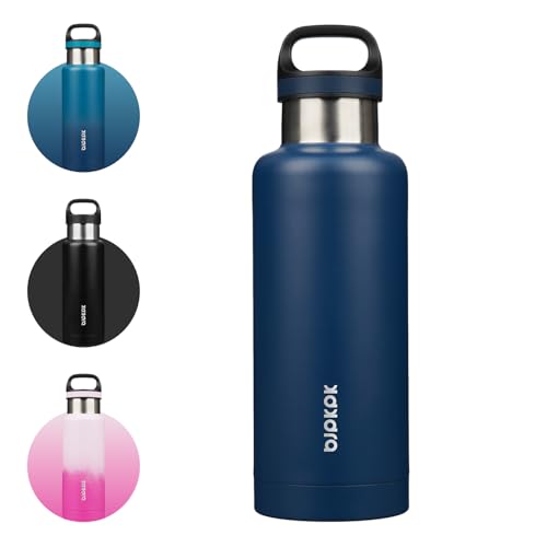 BJPKPK 32oz Insulated Water Bottle Stainless Steel Water Bottle with Handle - color: Drak Blue, size: 32 Ounces
