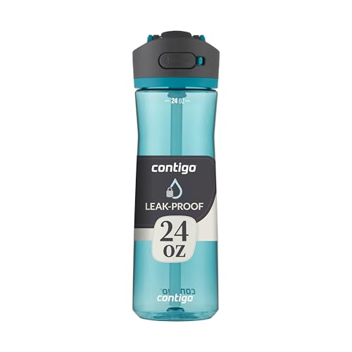 Contigo Ashland 2.0 Leak-Proof Water Bottle with Lid Lock and Angled Straw, Dishwasher Safe, Interchangeable Lid, 24oz, Juniper - color: Juniper, size: 24 oz (Pack of 1), style: Single