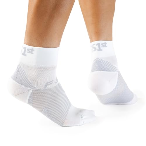 OrthoSleeve FS4 Plantar Fasciitis Compression Socks - color: White Qtr Crew, size: Small