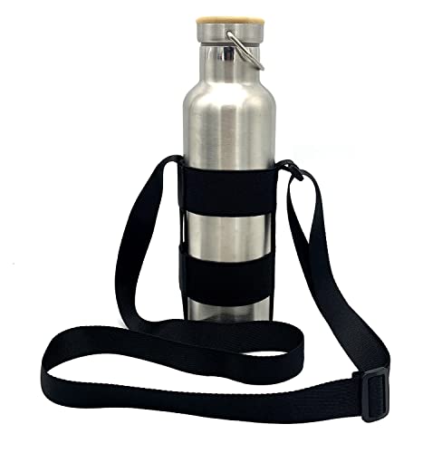 Wanty Water Bottle Carrier Sling Water Bottle Holder with Adjustable Shoulder Strap for Walking Short Hiking, Elastic Fastening Strap Fit for 12-40Oz (Exclude Water Bottle) (2 Elasticated Band)