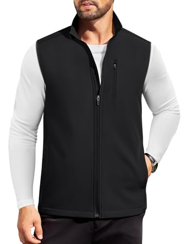 COOFANDY Mens Lightweight Golf Softshell Vests Windproof Sleeveless Jacket - color: Black, size: XX-Large